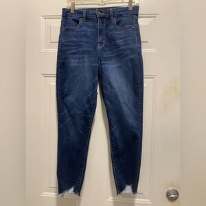American Eagle AE Curvy High Rise Jegging Crop Ankle Fray Shark Bite Size 6